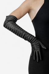 Long leather gloves with studs