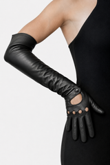 Long leather driving gloves