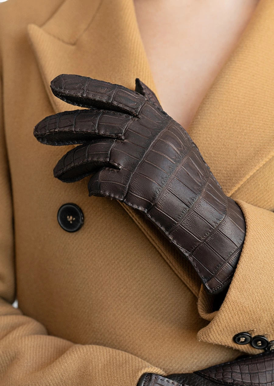 Crocodile gloves (brown)