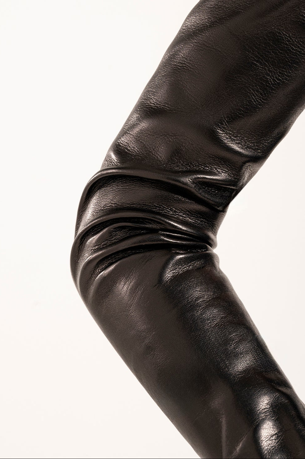 long leather gloves black