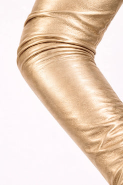 long leather gloves gold
