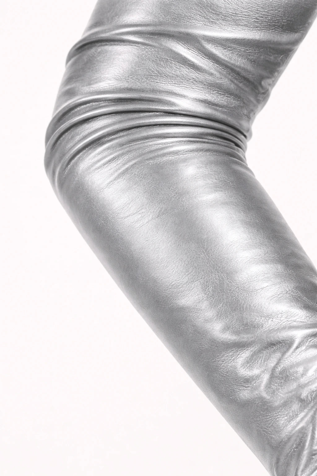 long leather gloves silver